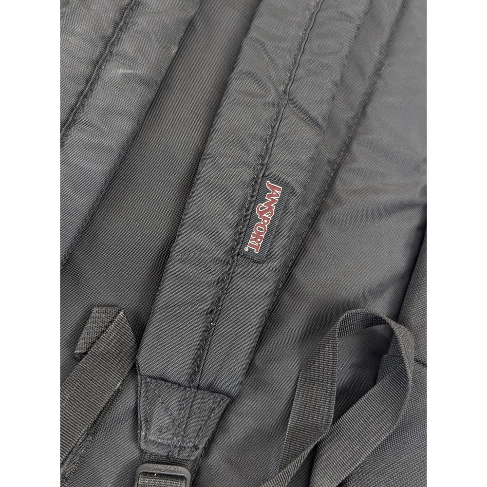 JanSport Backpack Black Nylon Suede Leather School Y2K Adjustable Collage - Picture 9 of 10
